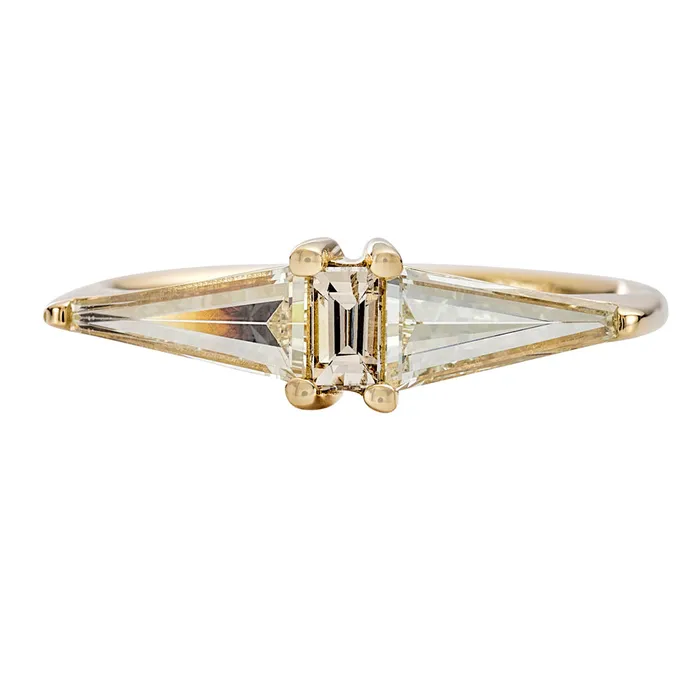 Rings Geometric Engagement Ring with OOAK Arrow Diamonds ARTEMER