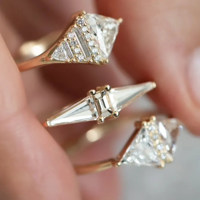 Rings Geometric Engagement Ring with OOAK Arrow Diamonds ARTEMER