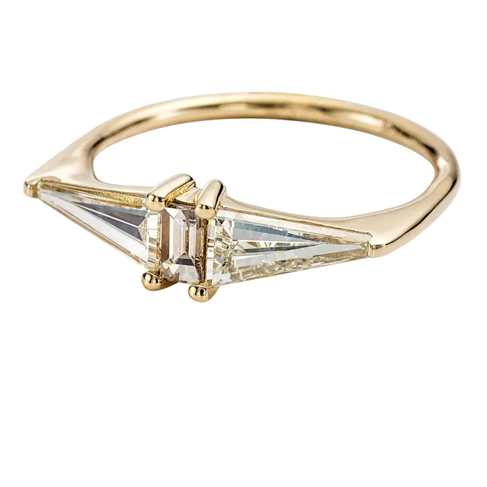 Rings Geometric Engagement Ring with OOAK Arrow Diamonds ARTEMER
