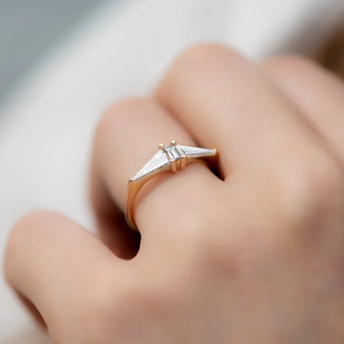 Rings Geometric Engagement Ring with OOAK Arrow Diamonds ARTEMER