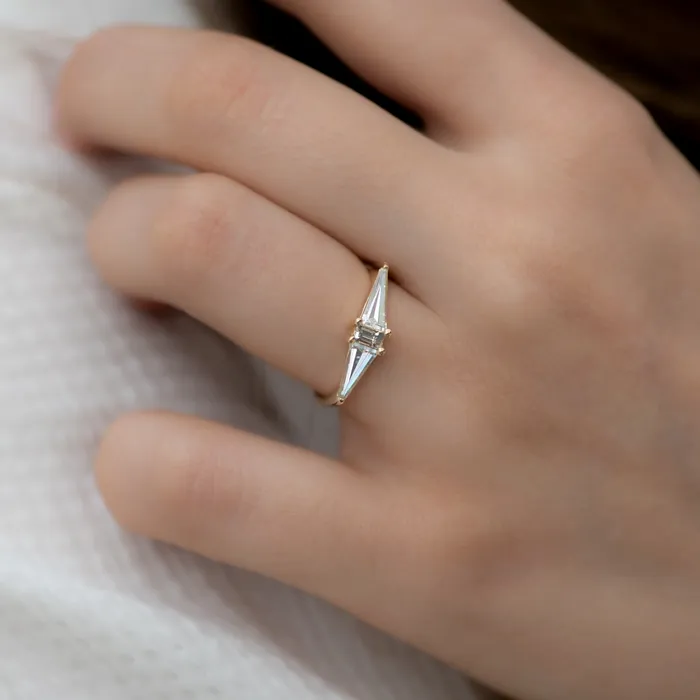 Rings Geometric Engagement Ring with OOAK Arrow Diamonds ARTEMER