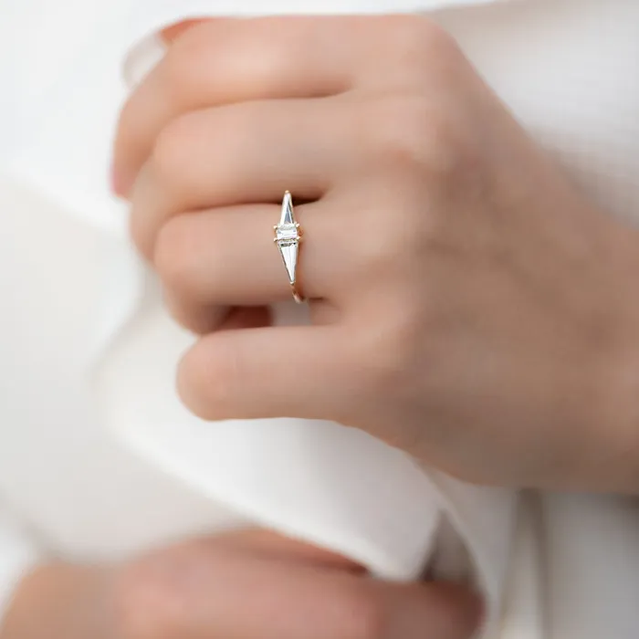 Rings Geometric Engagement Ring with OOAK Arrow Diamonds ARTEMER