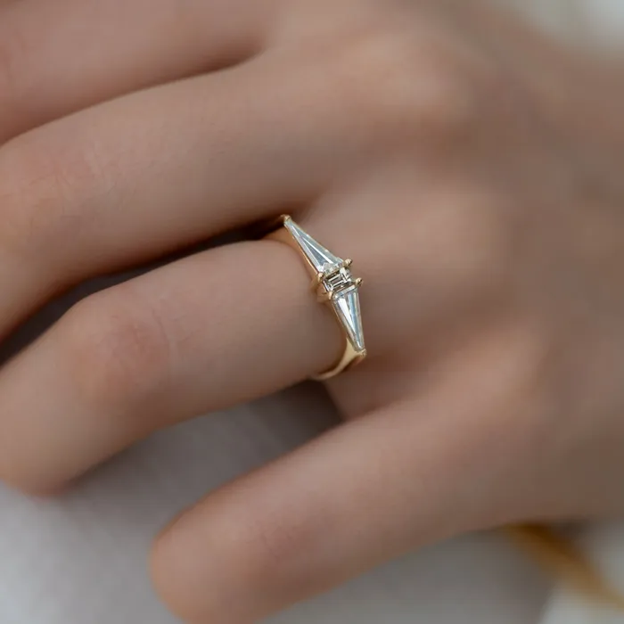 Rings Geometric Engagement Ring with OOAK Arrow Diamonds ARTEMER