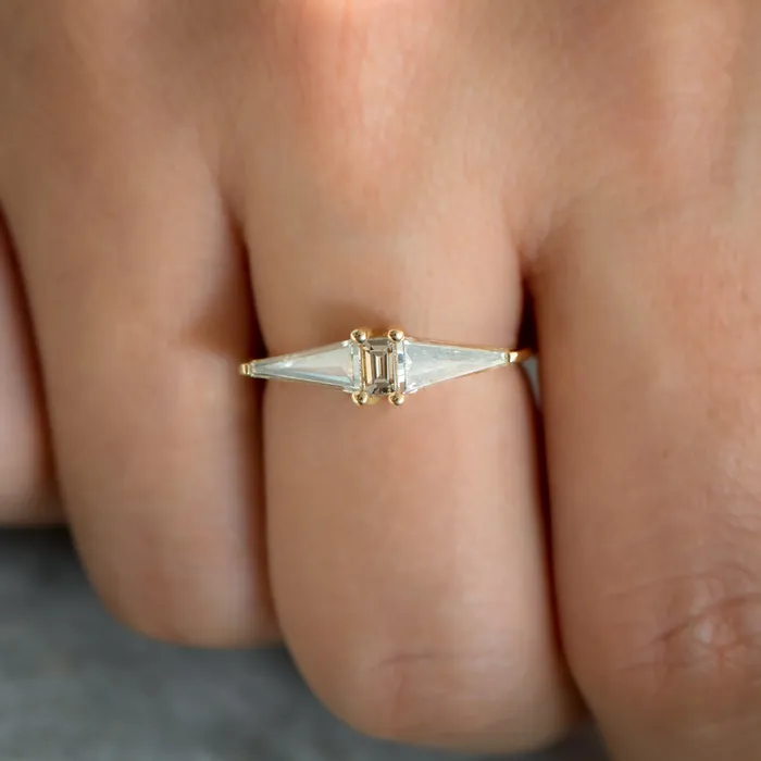 Rings Geometric Engagement Ring with OOAK Arrow Diamonds ARTEMER