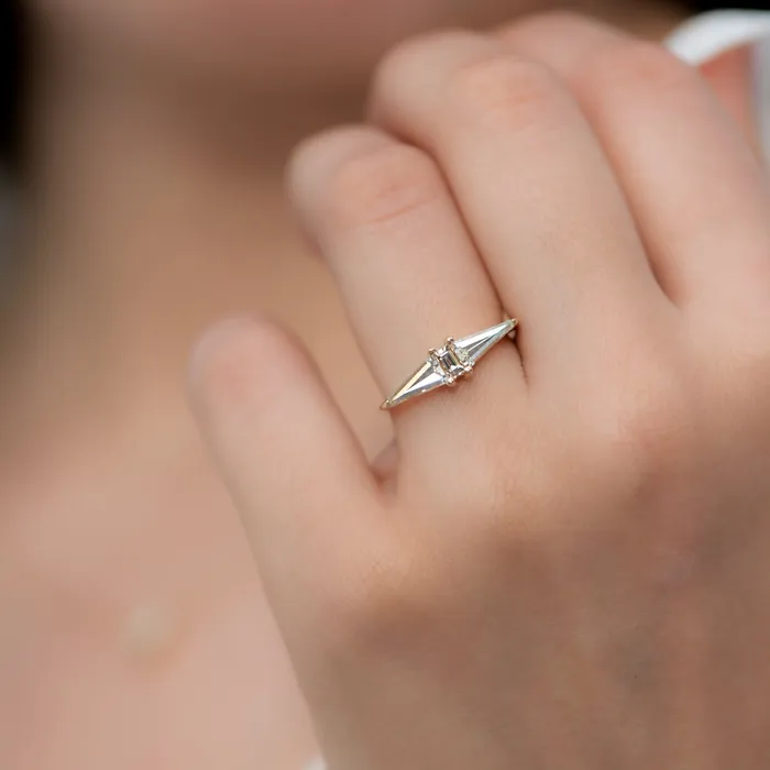 Rings Geometric Engagement Ring with OOAK Arrow Diamonds ARTEMER