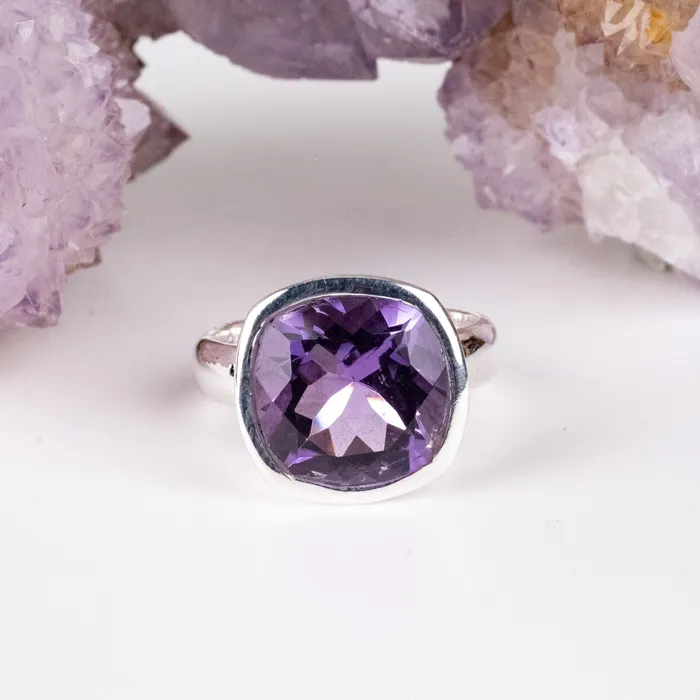 Rings InnerVision Crystals Amethyst Ring 14mm Size 7 925 Silver