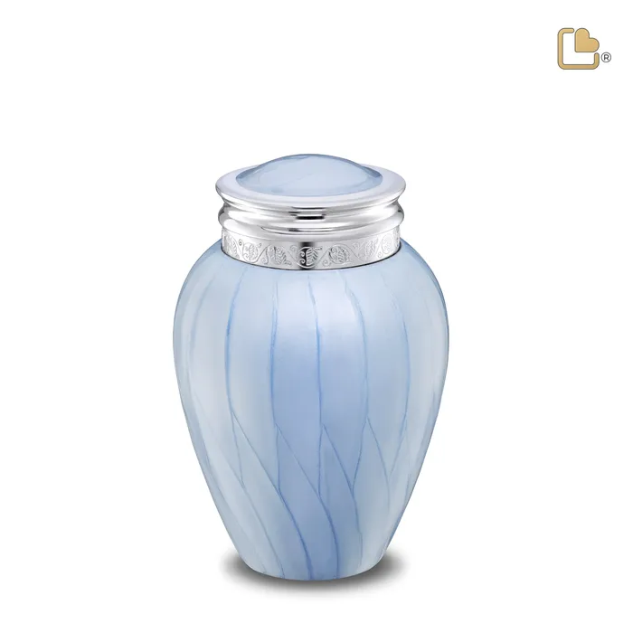 Rings LoveUrns Blessing Medium Urn Pearl Blue Polished Silver