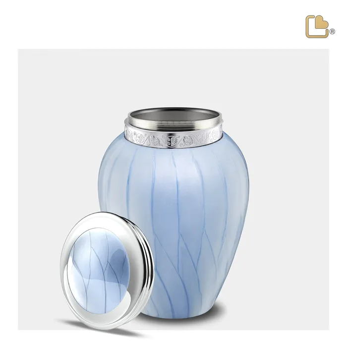 Rings LoveUrns Blessing Medium Urn Pearl Blue Polished Silver