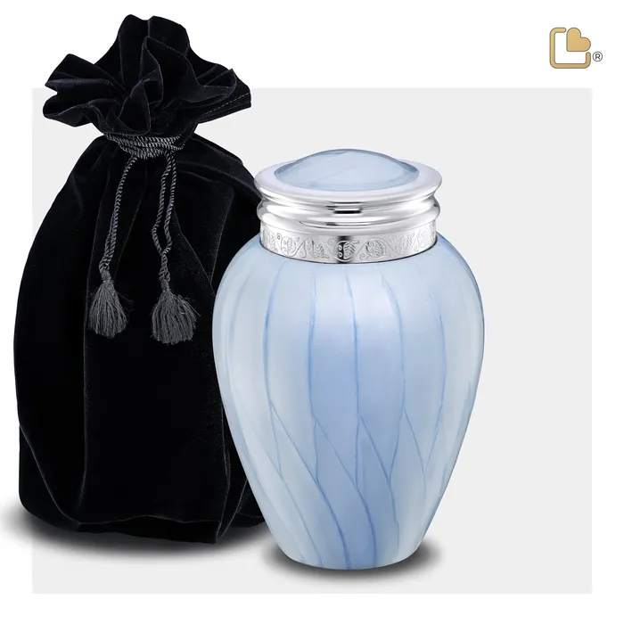 Rings LoveUrns Blessing Medium Urn Pearl Blue Polished Silver
