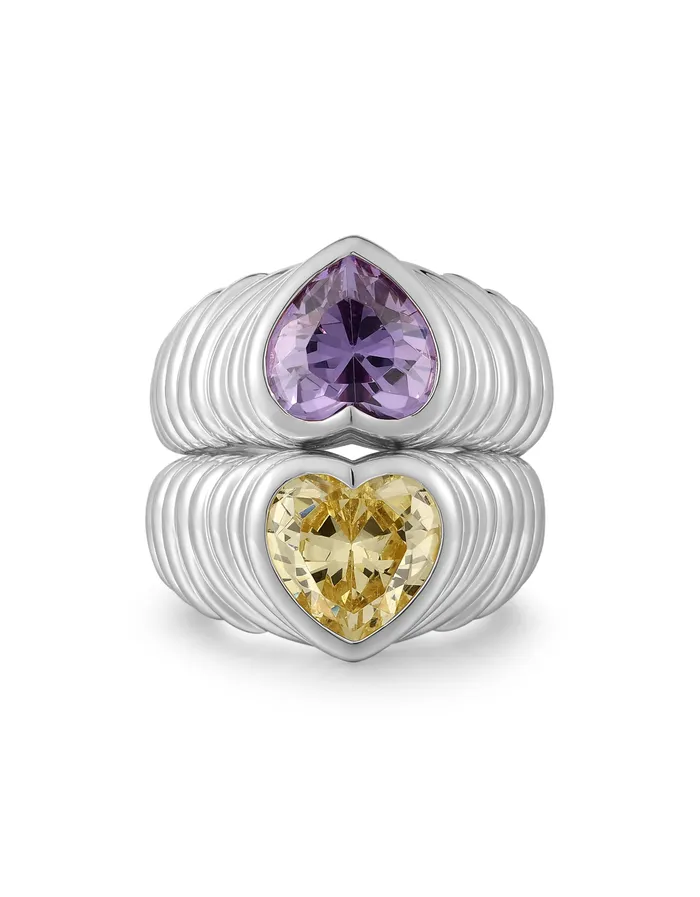 Rings Luv Aj BFF Ring Set SilverPurple and Green