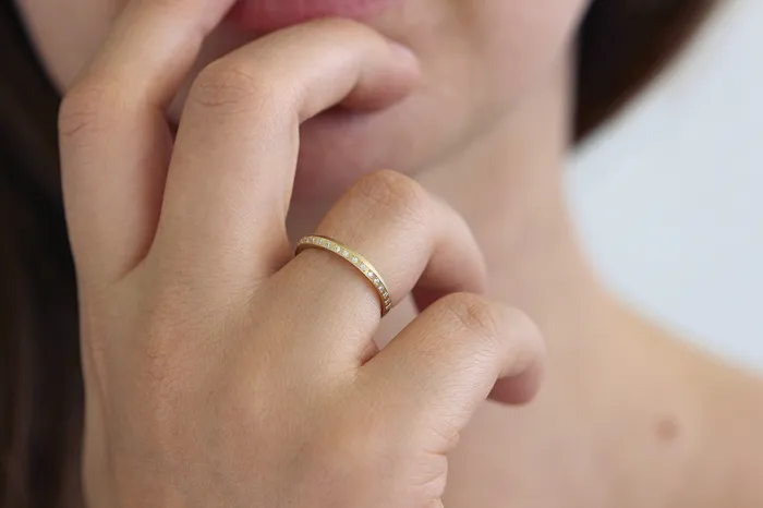Rings Minimalist Wedding Ring Half Eternity Band artemer