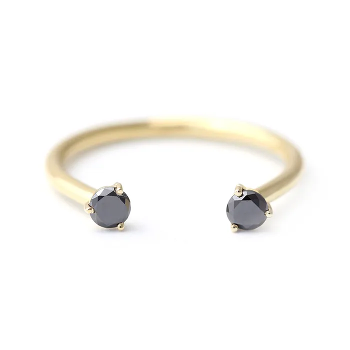 Rings Open Black Diamond Ring Diamond Horseshoe Ring ARTEMER