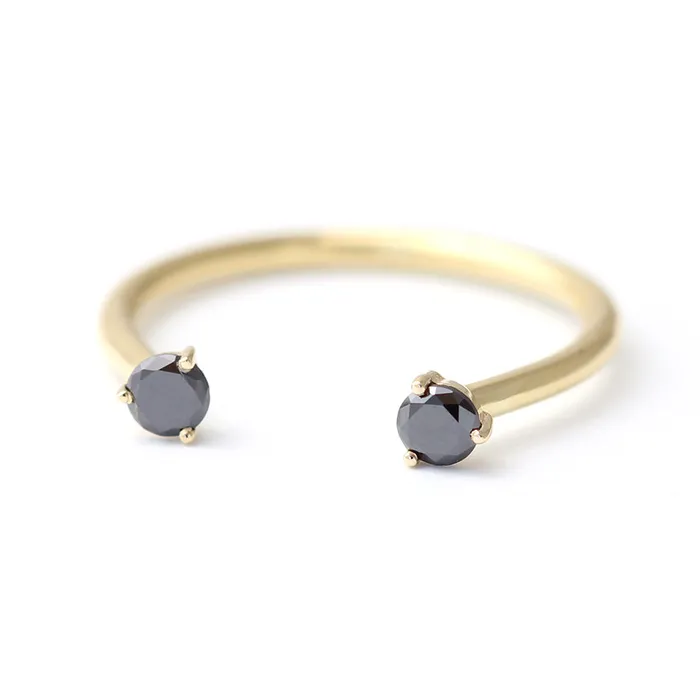 Rings Open Black Diamond Ring Diamond Horseshoe Ring ARTEMER