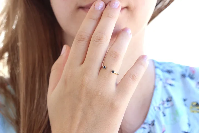 Rings Open Black Diamond Ring Diamond Horseshoe Ring ARTEMER
