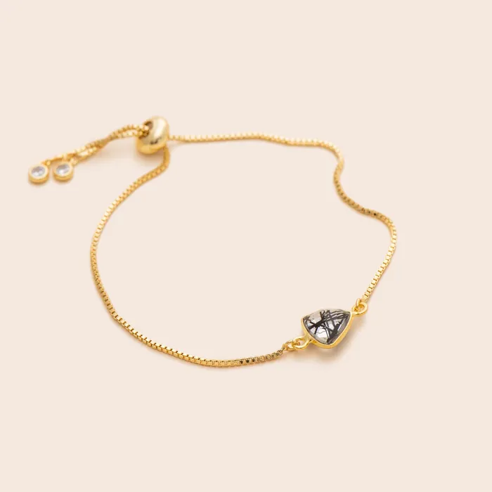 Rutilated Quartz Gemstone Adjustable Bracelet Gemlet Bracelets