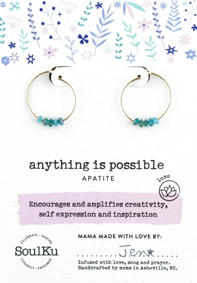 SoulKu Earrings Apatite Gold Hoop Earrings for Anything Is Possible