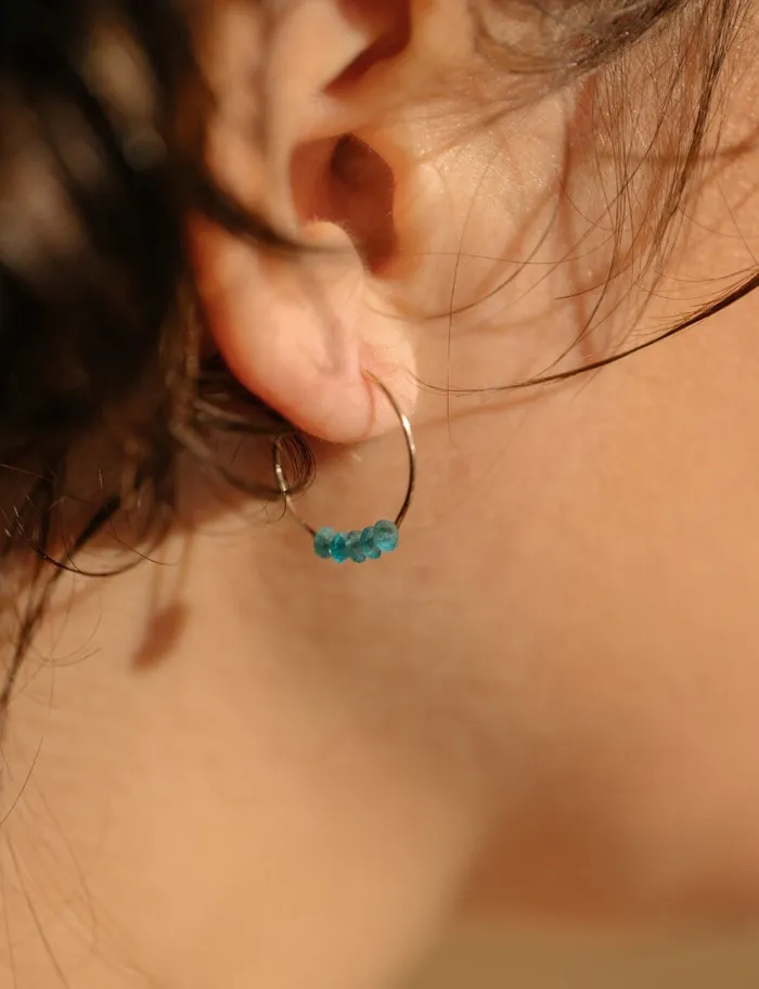 SoulKu Earrings Apatite Gold Hoop Earrings for Anything Is Possible