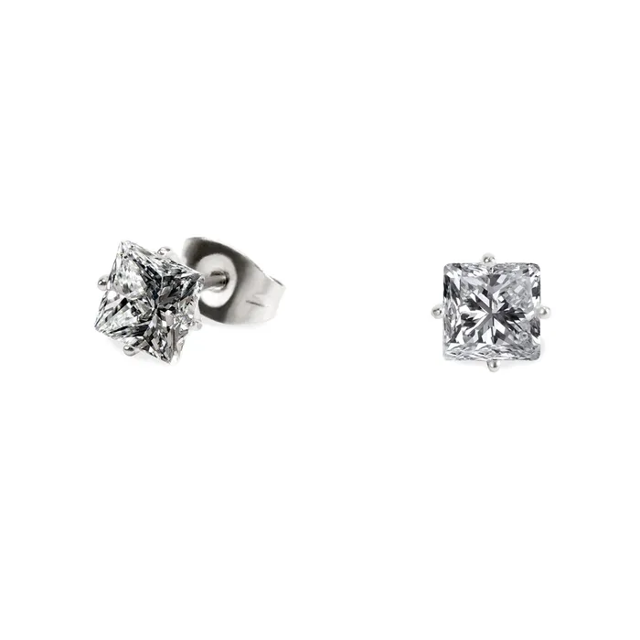 Stainless 6mm square cz stud earrings miabijoux Earrings