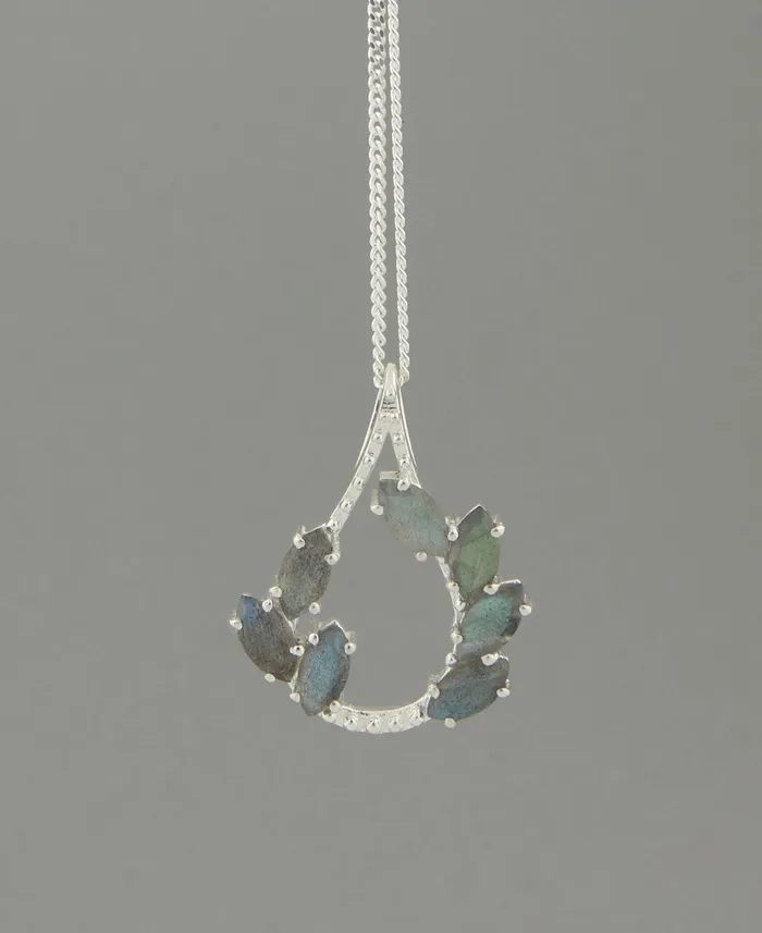 Sterling Silver Labradorite Gemstone Vine Pendant Buddha Groove Necklaces