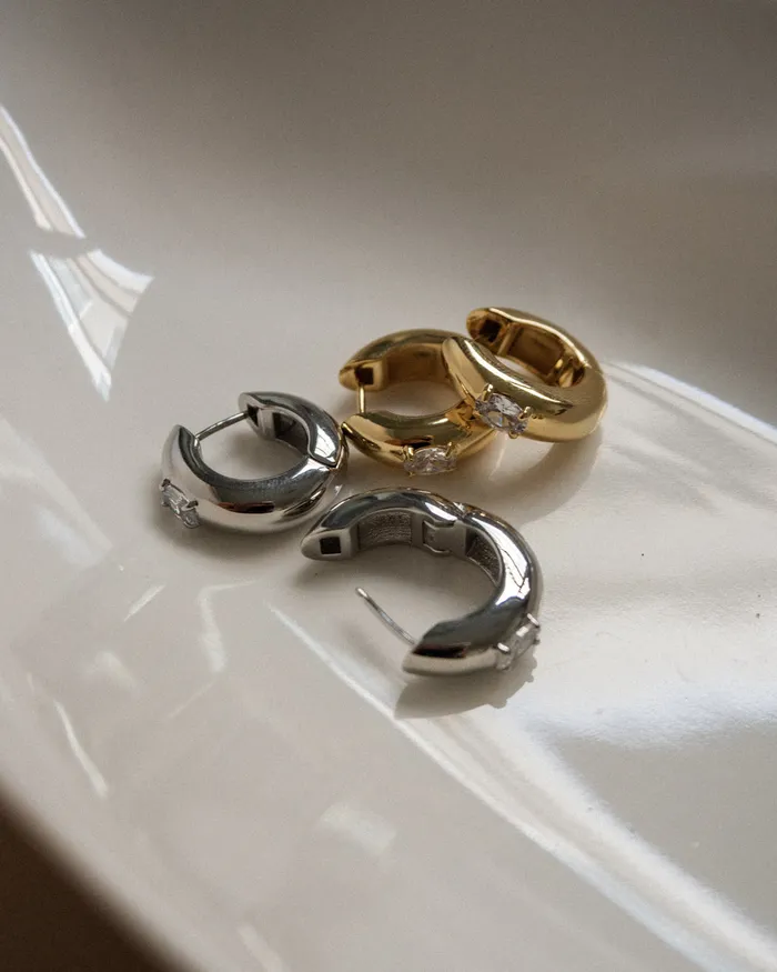 Stone Orb Hoops Silver Luv Aj Rings