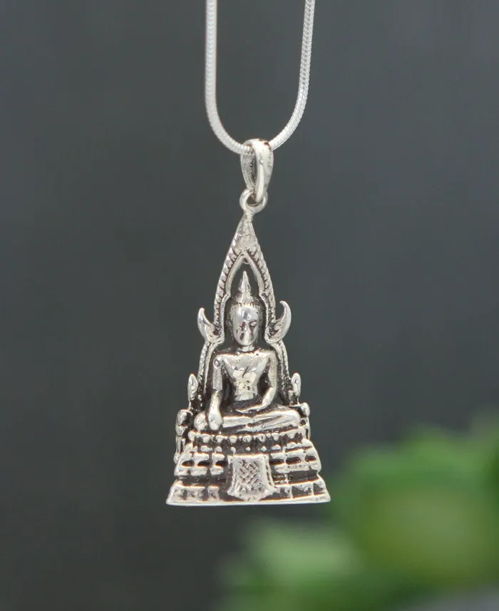 Temple Throne Buddha Sterling Silver Pendant Buddha Groove Necklaces