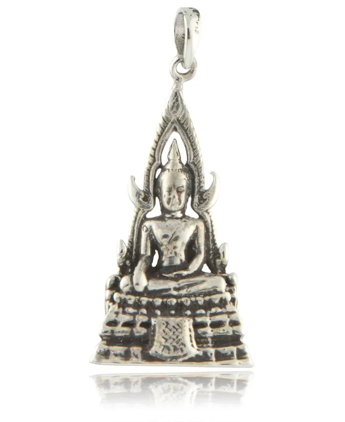 Temple Throne Buddha Sterling Silver Pendant Buddha Groove Necklaces