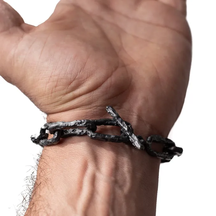 ULA X CHAIN LINK BRACELET BLACK OXIDIZED 925 STERLING SILVER JEWELRYLAB Bracelets