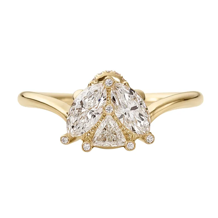White Ladybug Triangle Marquise Brilliant Diamond Engagement Ring ARTEMER Rings