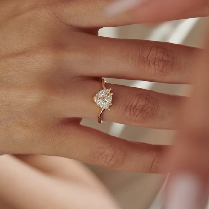White Ladybug Triangle Marquise Brilliant Diamond Engagement Ring ARTEMER Rings