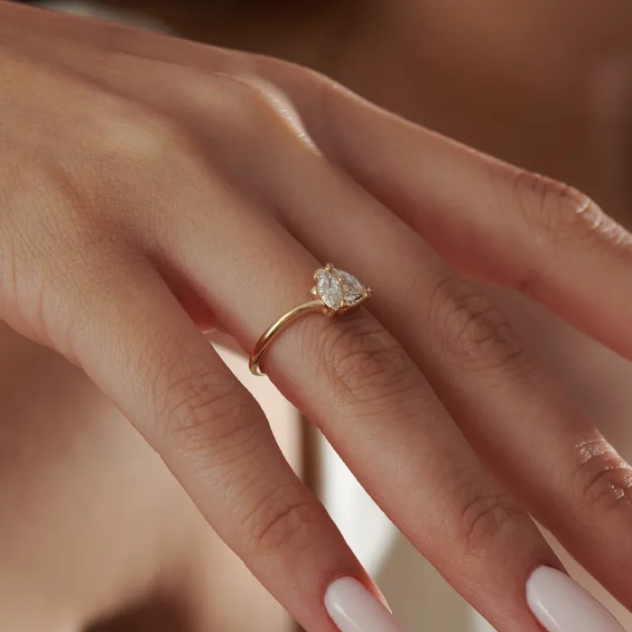 White Ladybug Triangle Marquise Brilliant Diamond Engagement Ring ARTEMER Rings